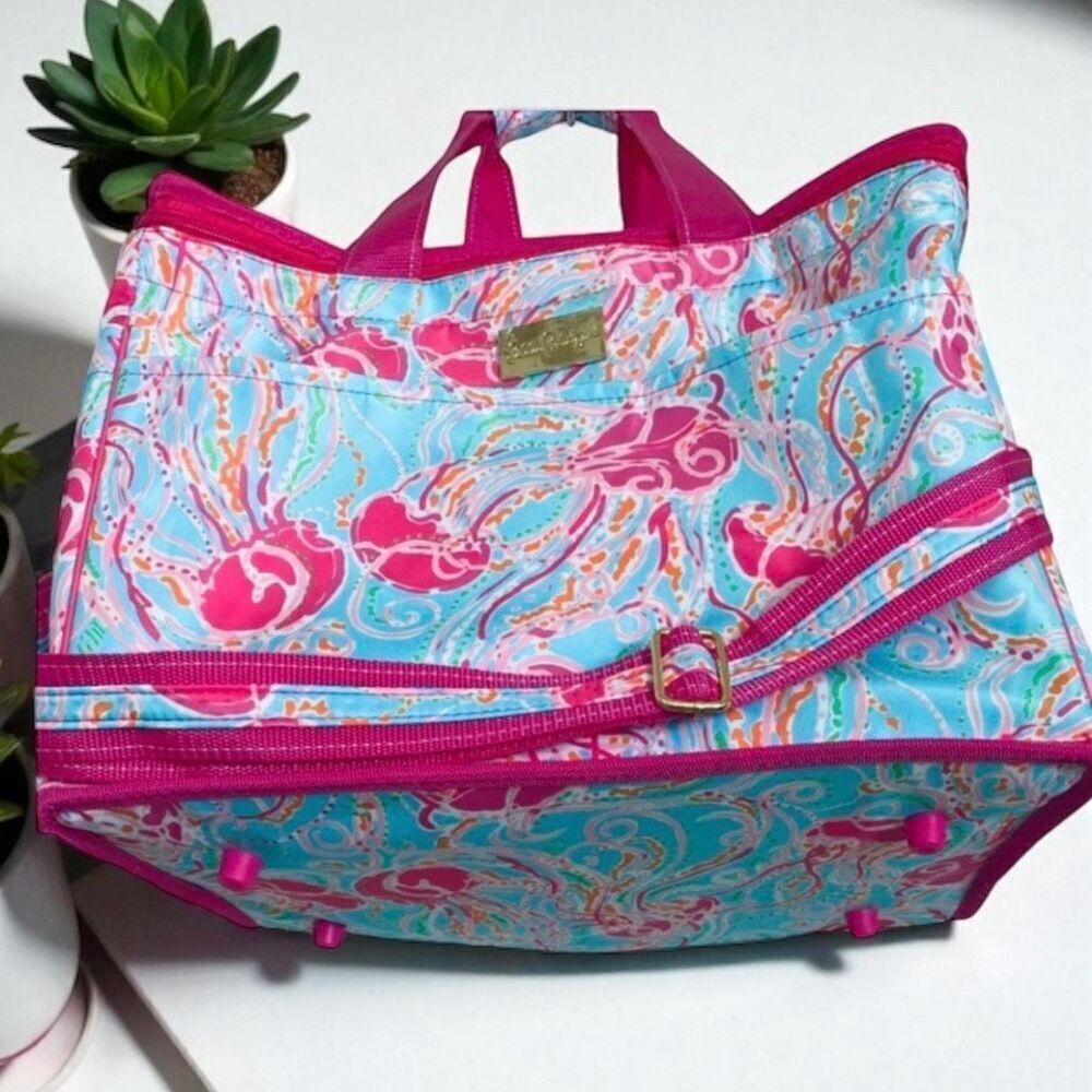 NWT Lilly Pulitzer Insulated cooler pink blue Jellies Be Jammin lunch beach bag - Picture 4 of 16